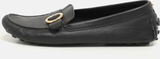 Ferragamo Black Leather Buckle Loafers