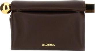 Jacquemus Dark Brown La Pochette Rond Leather Clutch