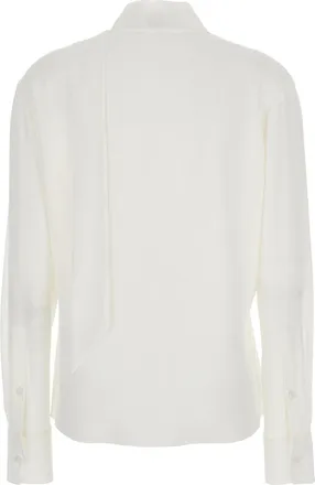 Alexander McQueen Womens White Silk Blouse With Scarf Detail Blouses Shirt