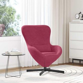 vidaXL Sill&oacute;n Huevo Rojo Vino Tinto Terciopelo Vidaxl
