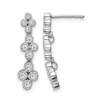 Diamond2Deal 14k Gold 3/8 ct Lab Grown Diamond Floral Bloom Dangle Earrings VS Clarity, D-E Color