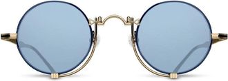 Matsuda Vintage Ronde Titanium Zonnebril Kobaltblauw - Heren - Zonnebrillen - Blauw - 45 MM - Accessoires