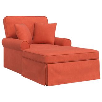 vidaXL Chaise Lounge Con Falda 3 Pcs Rojo Naranja Tela De Pana Vidaxl