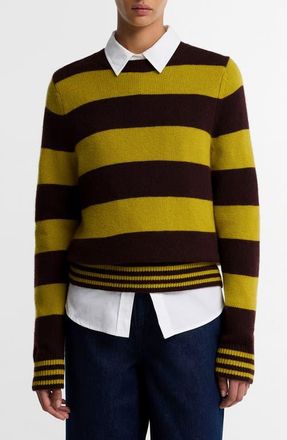 Barbour Woodhouse Striped Wool & Cashmere Sweater in Fig Multi at Nordstrom, Size 2