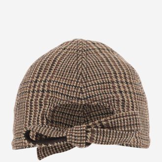 Patou Womens Multicolour Tweed Baseball Cap With Bow Polyacrylic Hat