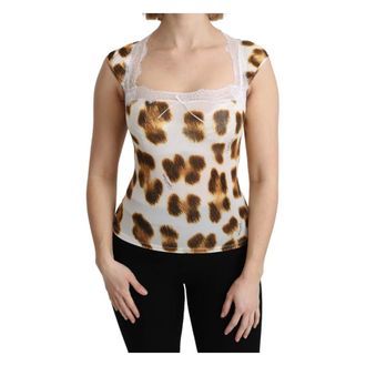 Roberto Cavalli Tops, Dames, Veelkleurig, S, Leopard Lingerie Top