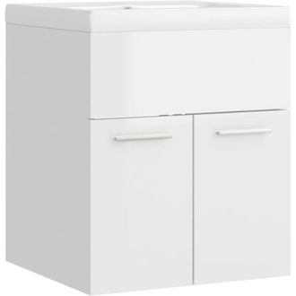 vidaXL Sink Cabinet with Built-in Basin High Gloss White Engineered Wood vidaXL