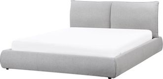 Beliani Cama De Agua Moderna Tapizada 160 X 200 Cm Somier Con Colch&oacute;n Tela Gris Claro Vinay