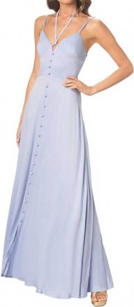 Dress The Population Mia Halter Tie Maxi Gown In Sky Blue