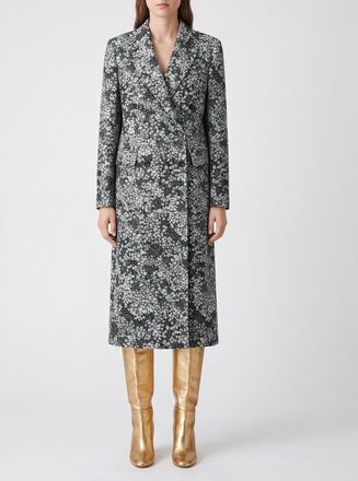 Dries Van Noten Cappotto lungo doppiopetto in jacquard floreale