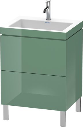 Duravit Lavabo Para Muebles Duravit L-cube C-bonded Con Base De Pie, 60x48 Cm, 2 Extra&iacute;bles, Sin Rebosadero, 1 Agujero Para Grifo, Color: Jade Laca Alto Brill