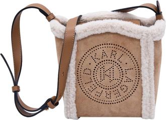 Karl Lagerfeld K/Circle Small Shearling Shoulderbag - Dames - Schoudertassen - Beige - ONE Size - Leer - Tassen