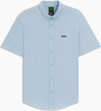 HUGO BOSS Mens Hbg Motion S Plain Short Sleeve Shirt - Blue - Size: Regular/36