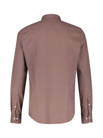 Lerros Langarmhemd LERROS Poplinhemd mit Stretchanteil, minimal gemustert, Herren, Gr. S, Normalgr&ouml;ssen, orange (spicy orange), 97% Baumwolle, 3% Elasthan, H