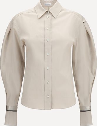 Brunello Cucinelli Stretch Cotton poplin Shirt with shiny silk cuffs Female L