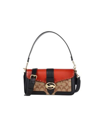 Coach Schoudertas Goud/Khaki/Terracotta
