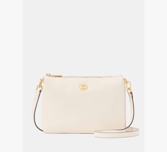 Kate Spade New York Womens Kayla Triple Crossbody Bag in White | Pebble Leather
