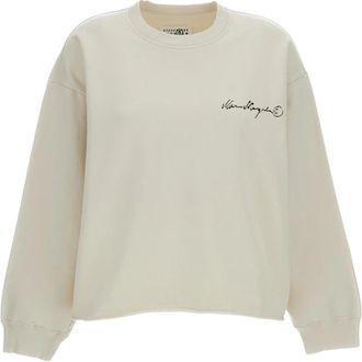 Maison Margiela Boxy Cropped Sweatshirt - Dames - Sweatshirts - Wit - M - Katoen - Hoodies & sweatvesten