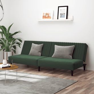 vidaXL Sof&aacute; Cama De 2 Plazas Terciopelo Verde Oscuro Vidaxl