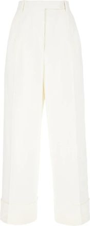 Thom Browne Wijde broek - Dames - Wijde Broeken - Wit - L - Katoen - Broeken