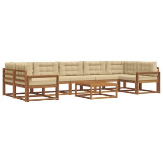vidaXL Conjunto De Sof&aacute;s De Exterior Con Coj&iacute;n 8 Pcs Natural Y Beige Vidaxl