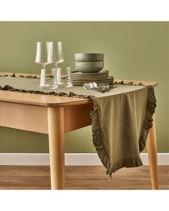 Bella Maison Elegance Ruffled Cotton Table Runner