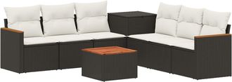 vidaXL Juego De Sof&aacute; 8 Uds. Negro Y Blanco Crema Vidaxl