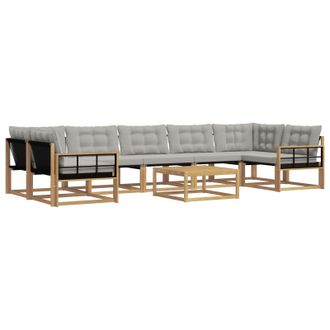 vidaXL Conjunto De Sof&aacute;s De Exterior 8 Pcs Blanco Y Gris Claro Vidaxl