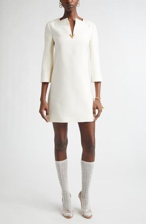 Valentino Wool & Silk Crepe Couture Dress in Ivory at Nordstrom, Size 12 Us