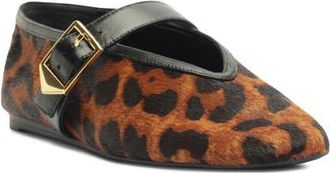 Schutz Vicki Buckle Mary Jane Flat in Animal Print at Nordstrom, Size 6.5