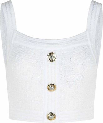 Balmain White Cotton Blend Top