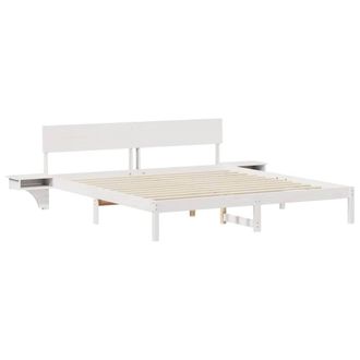 Berkfield Home with Headboard White 200 x 200 cm Solid pine wood