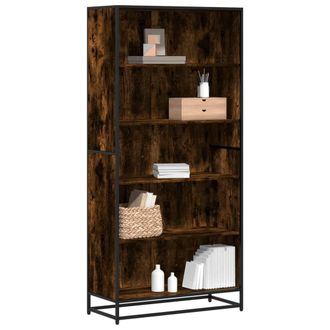 Berkfield Home Bookcase Smoked Oak 80.5x35x170.5 cm Engineered Wood in Brown