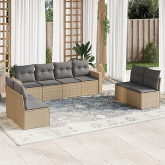 vidaXL Vidaxl - Juego De Sof&aacute;s De Jard&iacute;n Con Cojines Beige 8 Pzas Rat&aacute;n Pe