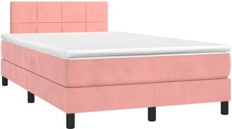 vidaXL Vidaxl - Cama Box Spring Colch&oacute;n Y Led Terciopelo Rosa 120x200 Cm