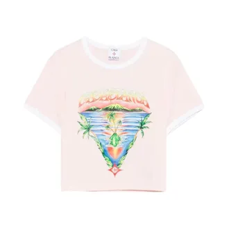 Casablanca T-Shirts, female, Pink, Size: XS Innocence Triangle Short Sleeve T-Shirt