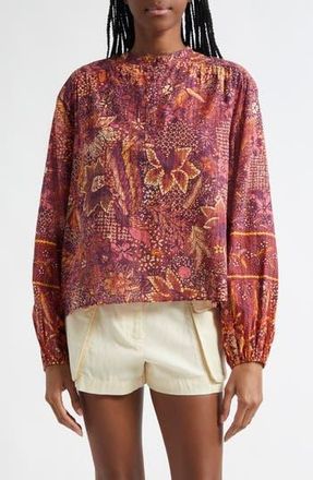 Ulla Johnson Harlowe Floral Long Sleeve Cotton Blend Top in Odessa at Nordstrom Rack, Size 16