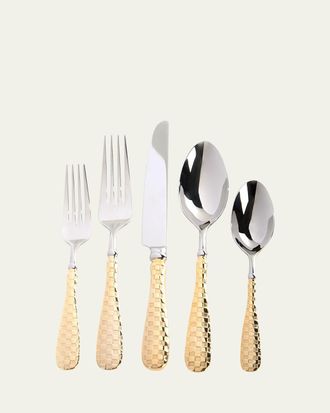 MacKenzie-Childs 5-Piece Check Gold-Plate Place Setting