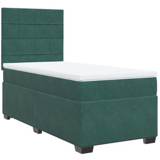 vidaXL Cama Box Spring Con Colch&oacute;n Terciopelo Verde Oscuro 80x200 Cm Vidaxl