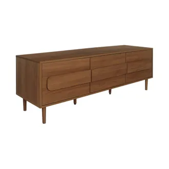 Sweeek Mueble de tv vintage con 3 puertas, efecto madera, 150cm, color nogal