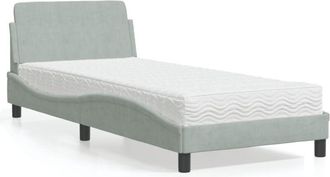 vidaXL Cama Con Colch&oacute;n Terciopelo Gris Claro 80x200 Cm Vidaxl