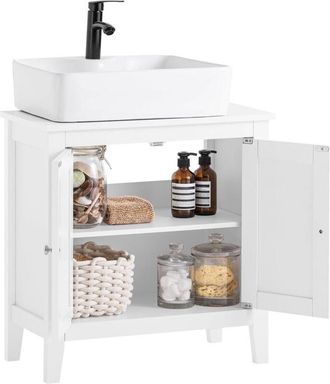 SoBuy Sobuy - White Wood Under Sink Basin Bathroom Storage Cabinet Unit, FRG202-W