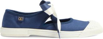 Valentino Blauw/witte ballerina sneakers met strikdetails - Dames - Platte Schoenen - Blauw - 40 EU - Schoenen