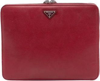 Prada Pre-owned Saffiano Clutch - Dames - Vintage Clutch - Rood - ONE Size - Leer - Vintage