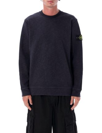 Stone Island Textured Cotton Crew Neck Sweatshirt
