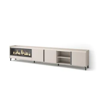 Skraut Home Skraut Home - Mueble Tv, Televisi&oacute;n, Muebles De Sal&oacute;n, Almacenaje, 315x35x61cm, Para Tv Hasta 80, Chimenea El&eacute;ctrica Xxl, Dise&ntilde;o Industrial, Estilo Mo