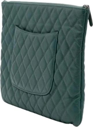 Chanel Pre-owned Clutches, female, Green, Size: ONE SIZE Pre-owned Leather Clutch