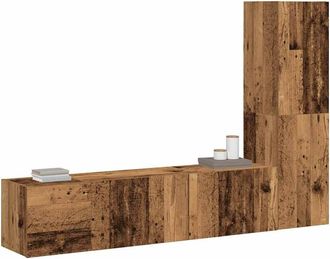 Berkfield Home Wall Mounted TV cabinets 3 pcs Old Wood Engineered Wood in Brown