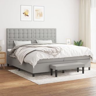 vidaXL Vidaxl - Cama Box Spring Con Colch&oacute;n Tela Gris Claro 200x200 Cm