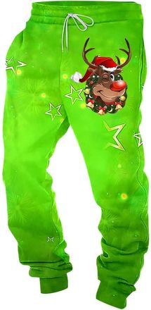 Generic Thermal Trousers Men, Lounge Pants Mens Basic Classic Style Christmas Casual Trousers Green